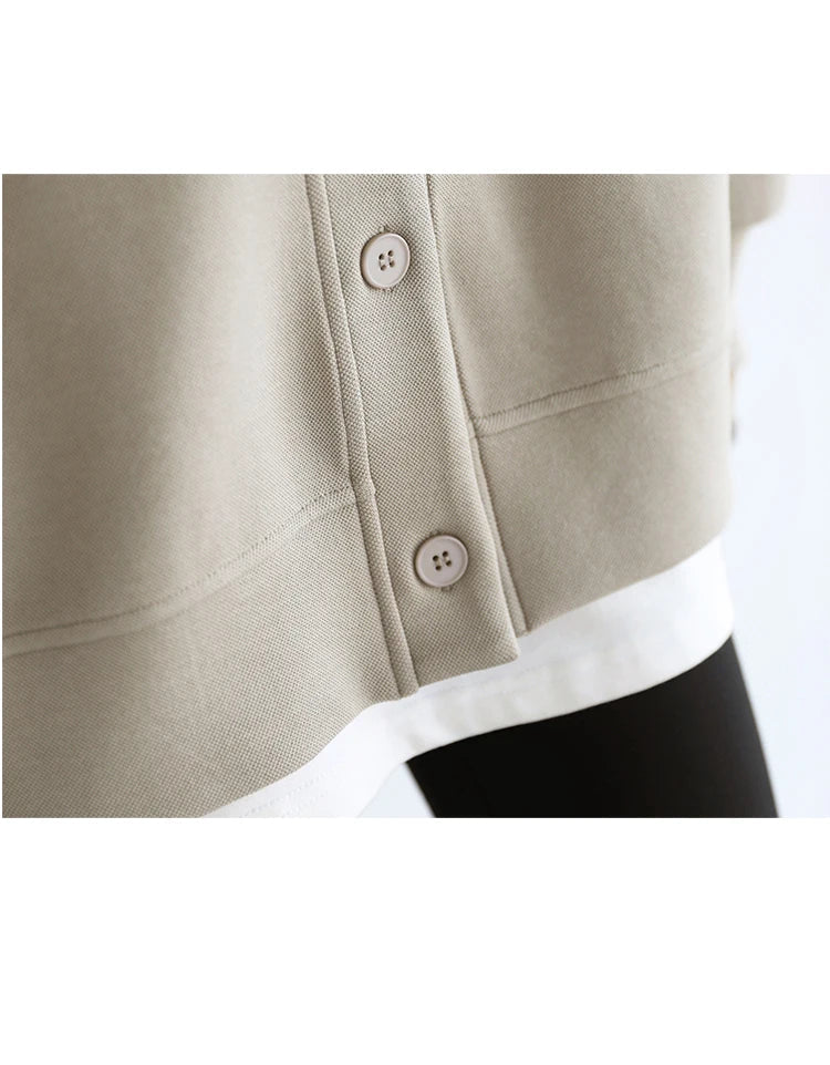 Korean Autumn Winter Women's Sports Coat Casual Loose V-neck Sweatshirt for Women Thick Warm Tops Office Lady Female