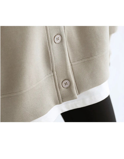 Korean Autumn Winter Women's Sports Coat Casual Loose V-neck Sweatshirt for Women Thick Warm Tops Office Lady Female