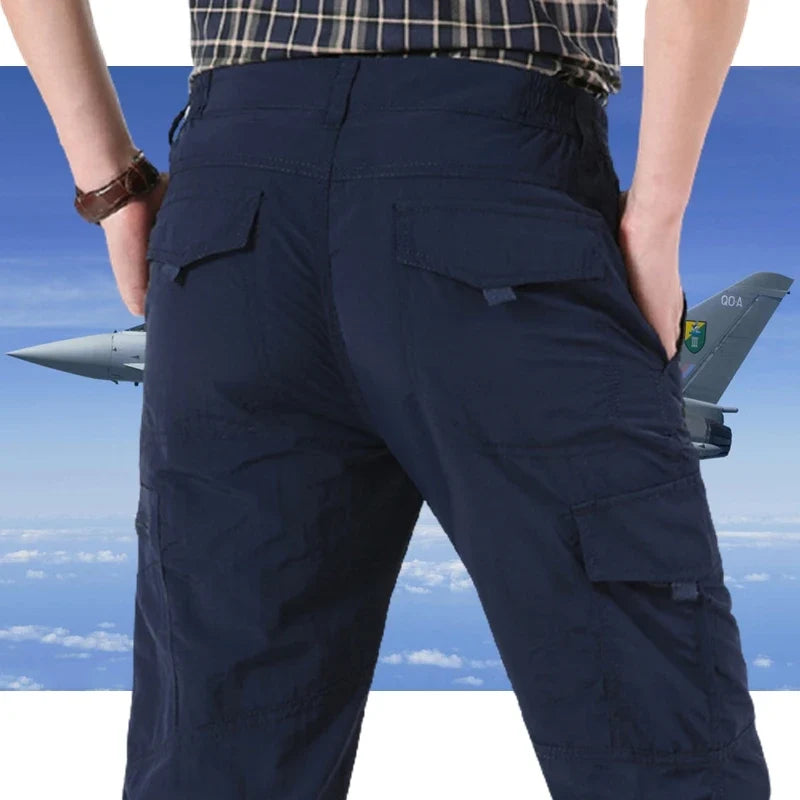 2024 Men's Tactical Casual Pants Thin Breathable Summer Casual Long Trouser Male Slim Waterproof Quick Dry Pocket Cargo Pants