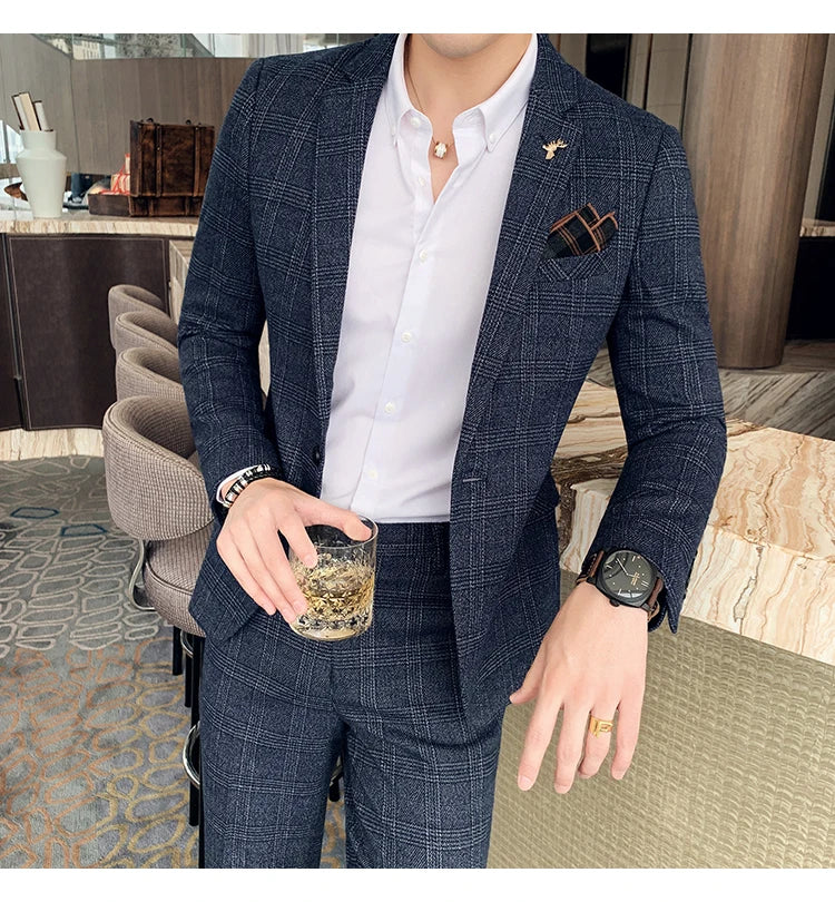 25 Colors 1 Pcs Blazer No Pants S-7XL New Wedding Dress Formal Business Slim Mens Suit Jacket Plaid Striped Solid Color