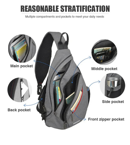 Men One Shoulder Backpack Women Sling Bag Crossbody USB Boys Cycling Sports Travel Versatile Fashion Bag Student School