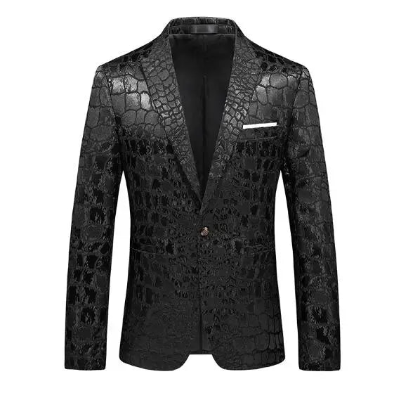 2026 New Men's White Rose Pattern Suit Jacket, Wedding Party Dress Coat, High Quality Men Slim Blazers Masculino Big Size M-6XL