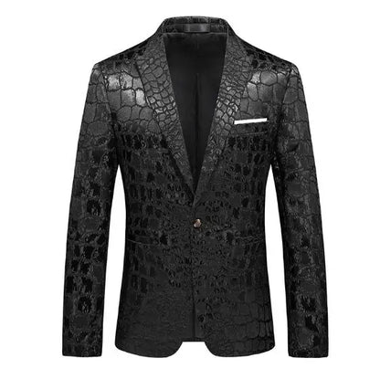 2026 New Men's White Rose Pattern Suit Jacket, Wedding Party Dress Coat, High Quality Men Slim Blazers Masculino Big Size M-6XL