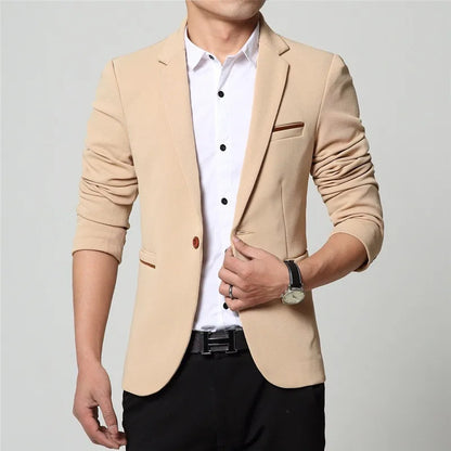 2025 New Fashion Spring  Autumn Casual Men Blazer Cotton Slim England Suit Blaser Masculino Male Jacket Blazer Men Size M-5XL