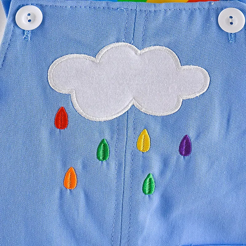 Summer Baby Boys Girls Clothes Infant Cotton Rainbow T Shirt Bib Pants 2pcs/Set Kids Garment Children Casual Sport Suit 0-4 Year