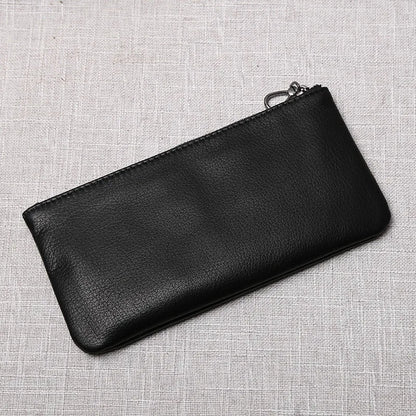 Men's Genuine Leather Long Zipper Wallet First Layer Cowhide Youth Ultra-Thin Handbag Wallet Trendy Brand Simple Wallet