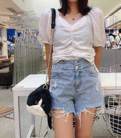 Mini bag with versatile chain high quality cute fashion Black And White cat bag cross body bag clutch Handbag