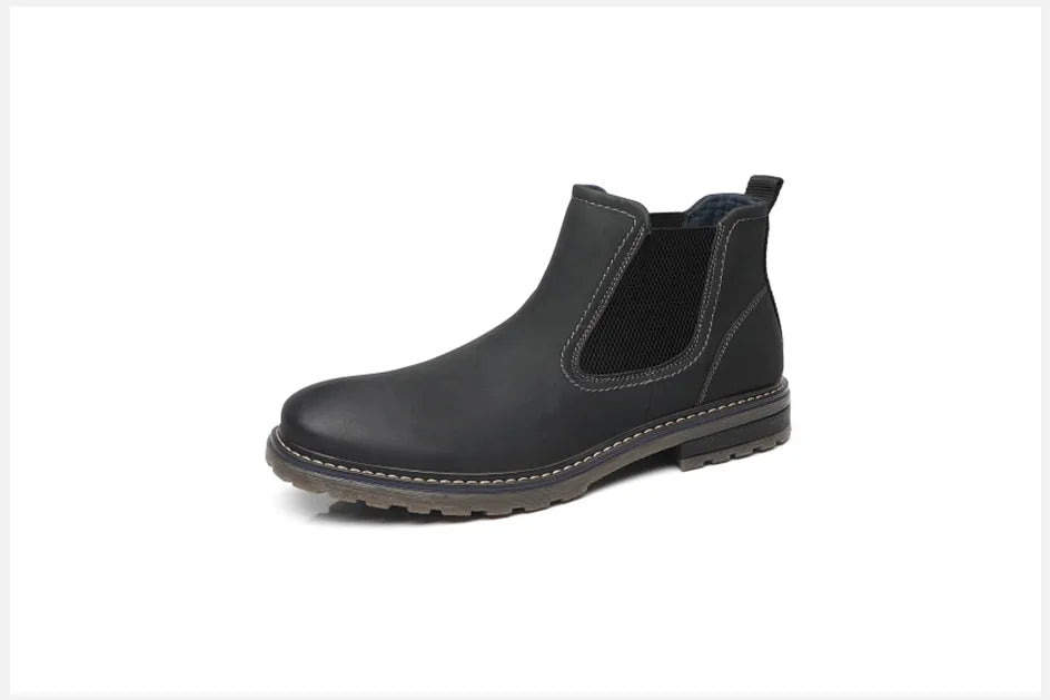 2025 Men Chelsea Boots New Winter Men Boots  Soft Leather Elastic Strap Ankle Boots Smart Formal Business Casual Man Shoes