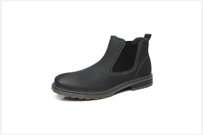 2025 Men Chelsea Boots New Winter Men Boots  Soft Leather Elastic Strap Ankle Boots Smart Formal Business Casual Man Shoes