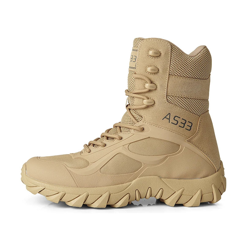 New Men High Quality Brand Leather Boots Tactical Desert Combat Boots Men's Outdoor Hiking Shoes Work Safty Ankle Boots