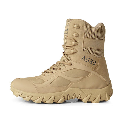 New Men High Quality Brand Leather Boots Tactical Desert Combat Boots Men's Outdoor Hiking Shoes Work Safty Ankle Boots