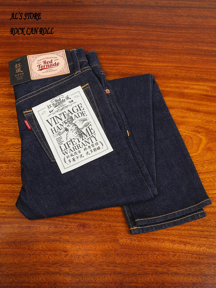 Washed Slim Fitting Pants Sanforized Raw Denim Jeans 12oz