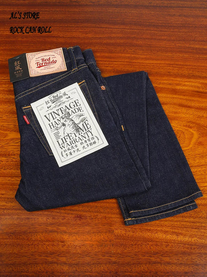 Washed Slim Fitting Pants Sanforized Raw Denim Jeans 12oz
