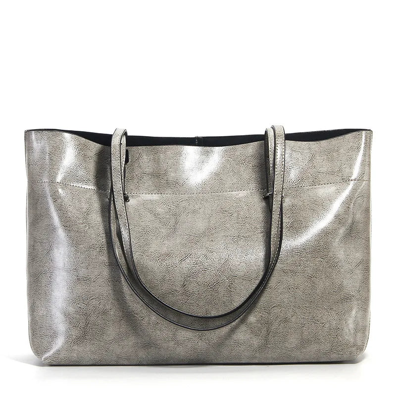 New Brown Women Handbag 100% Genuine Leather Female Shoulder Purse Ladies Black Tote Bag Large Capacity Shopping Bags