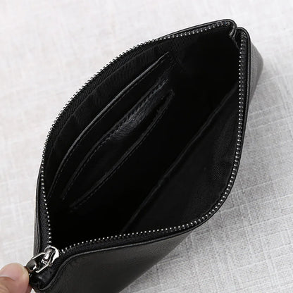 Men's Genuine Leather Long Zipper Wallet First Layer Cowhide Youth Ultra-Thin Handbag Wallet Trendy Brand Simple Wallet