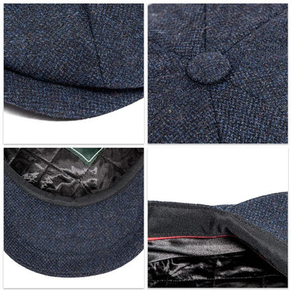 Men's 8 Piece Wool Blend Newsboy Flat Cap Gatsby Retro Hat Driving Caps Baker Boy Hats Women Boina 005