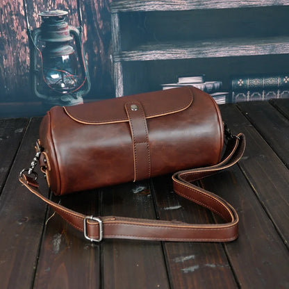 Luxury Retro Barrel Shaped Shoulder Bags Men Crossbody Bag Fashion Design Messenger Bag Mens Crossbody Shoulder Bag Male 2021