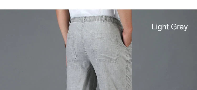 Summer Linen Men Casual Pants Work Wear Office Thin Golf Straight Long Formal Suit Trousers Plus Size 5xl 2024 New