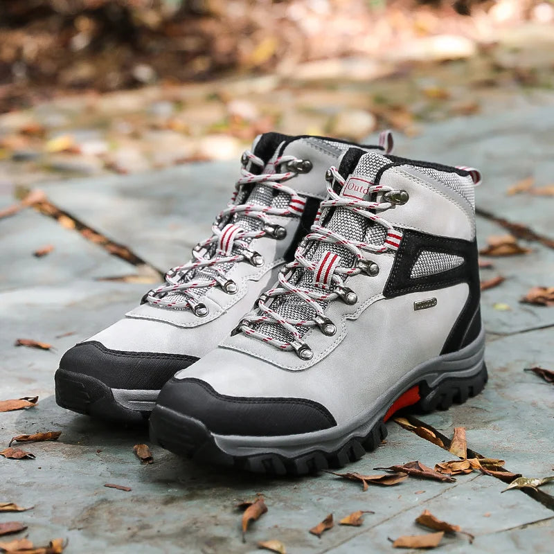 Brand Men's Ankle Boots Waterproof Leather Sneakers Breathable Outdoor Men Hiking Boots No-slip Men's Work Shoes Size 39-47