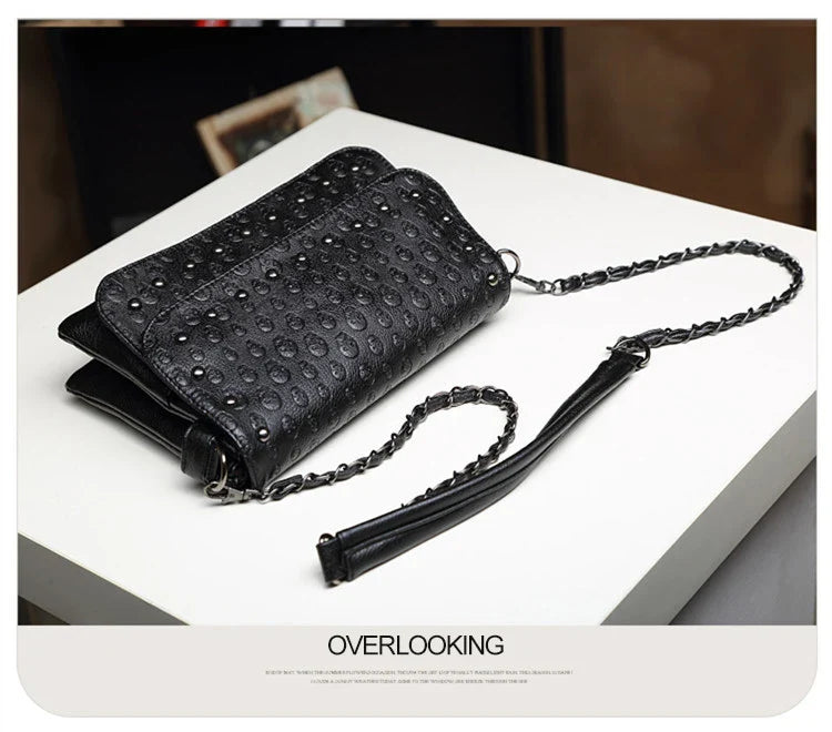 England Style Skull Women Crossbody Bag Leather Small Skull Shoulder Bag Chain Luxury Clutch Women Bags Designer Drop