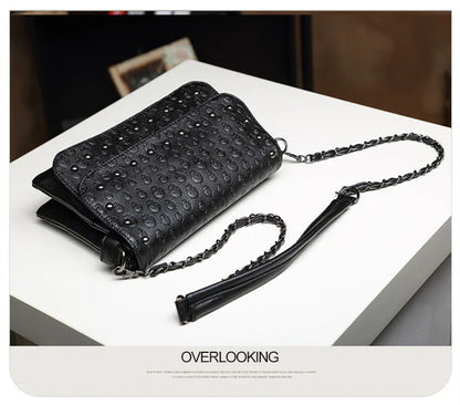 England Style Skull Women Crossbody Bag Leather Small Skull Shoulder Bag Chain Luxury Clutch Women Bags Designer Drop