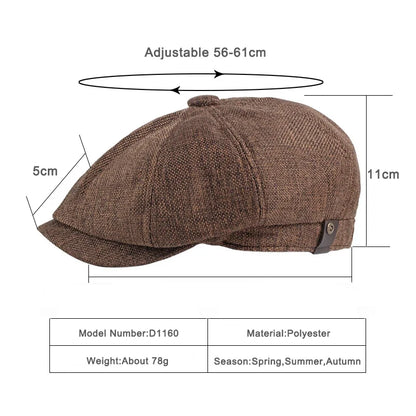 NEW Newsboy Cap Men Spring Summer Octagonal Hat For Male British Herringbone Flat Caps Retro Eight Blade Hats Breathable