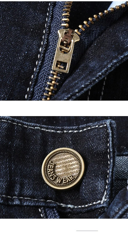 2026 Straight Elastic Cotton Jeans Men Fashion Business Classic Style Jean Denim Pants Trouser