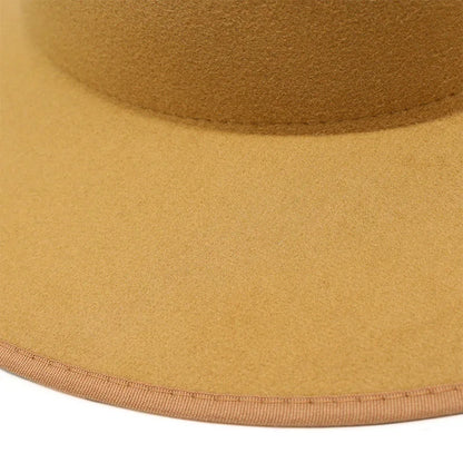 Women Hats khaki Camel  Wide Brim Felt Fedoras Hats Wool Vintage Dress Formal Church Hat Fashionable Jazz Hats