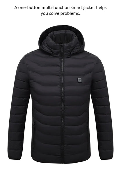 Men Heated Jacket USB Winter Outdoor Electric Heating Male Bobojaco Warm Sprots Thermal Coat Clothing Heatable Men's Parka