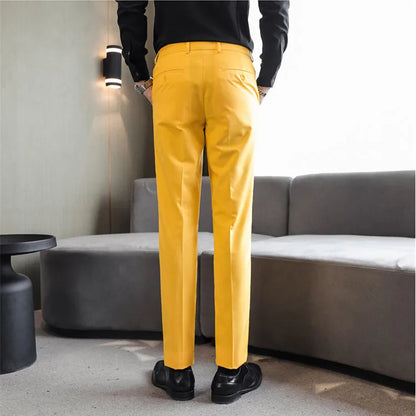 Men's Blue Suit Pants, Red Elegant Man Office Work Pant, Green and Purple Casual Trousers Men 17 Colors Pantalones Hombre