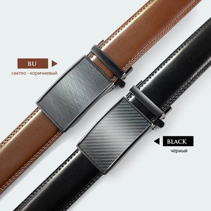 Mens Leather Belt  Automatic Genuine Leather Belts Leisure Fashion Ratchet Belts for Men Pants Waistband Ремень