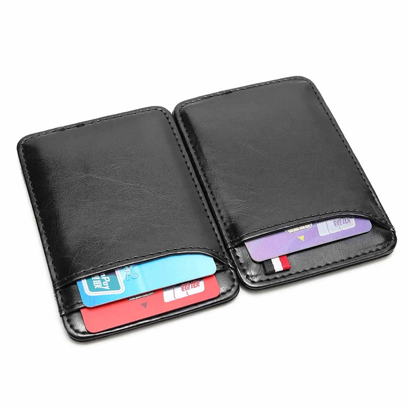 Ultra Thin Men's  PU Leather Mini Small Magic Wallet Money Cash Card Holder Purse  Money Case for Men Women Business Slim 2023