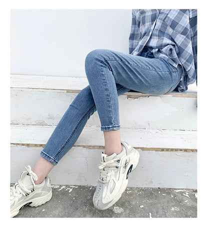 Women Jeans Retro High Waist Stretch Pencil Denim Pants Elastic for Woman Female Trousers Autumn Winter Ladies