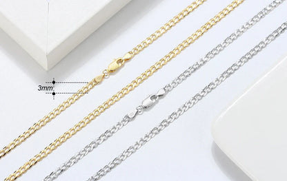 925 Sterling Silver Italian 3mm/5mm Cuban Chain Necklace for Women Men Handmade Fashion Silver Necklace Jewelry SC60