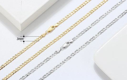 925 Sterling Silver Italian 3mm/5mm Cuban Chain Necklace for Women Men Handmade Fashion Silver Necklace Jewelry SC60