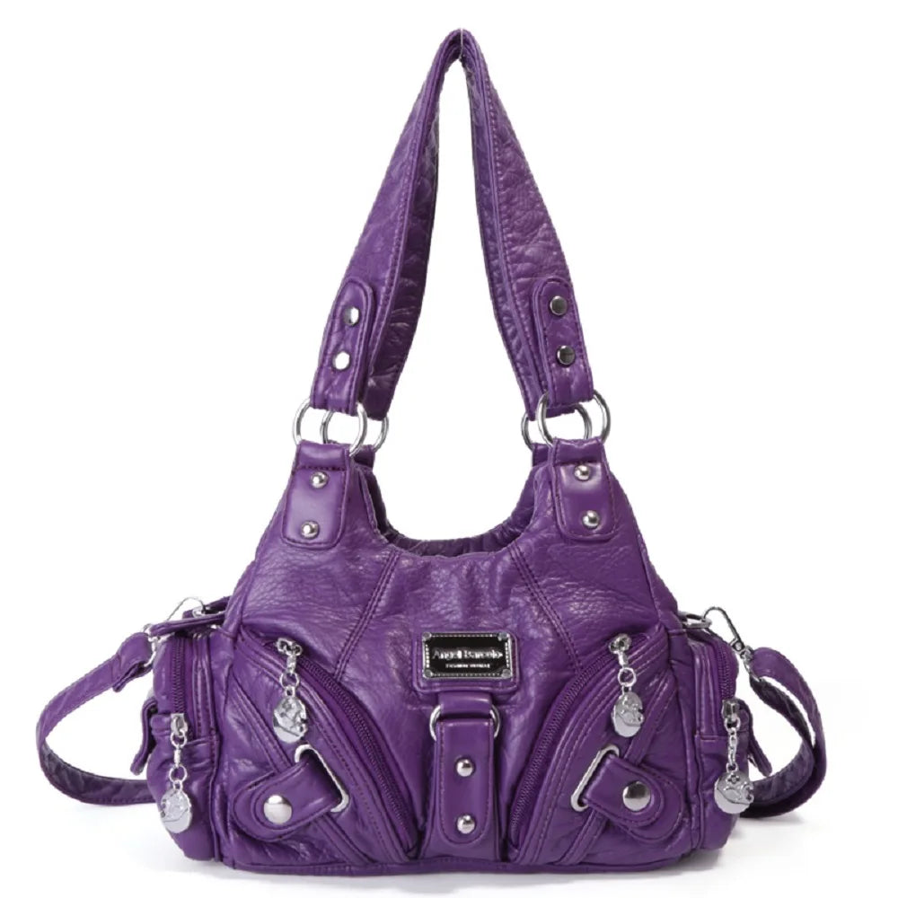 Vintage Women Handbags Soft Bag Small Top-handle Purse Fashion Satchel Multi-Pockets Shoulder Bag Hobos Phone Pack Tote Bag