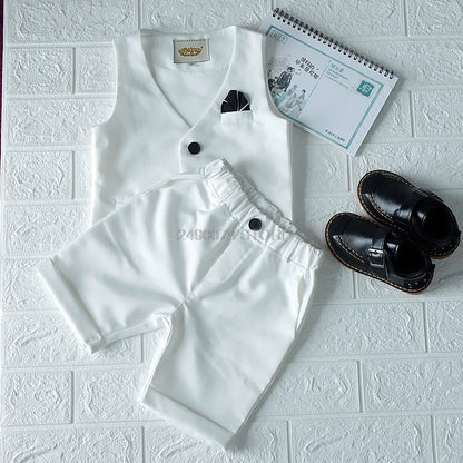 Boys Girls Summer Vest Shorts Clothing Set Baby Children Birthday Ceremonial Wedding Dress Skirt Suit Gentleman Kids Costumes