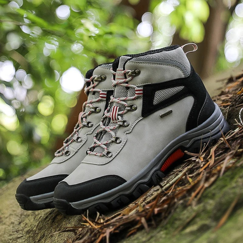 Brand Men's Ankle Boots Waterproof Leather Sneakers Breathable Outdoor Men Hiking Boots No-slip Men's Work Shoes Size 39-47