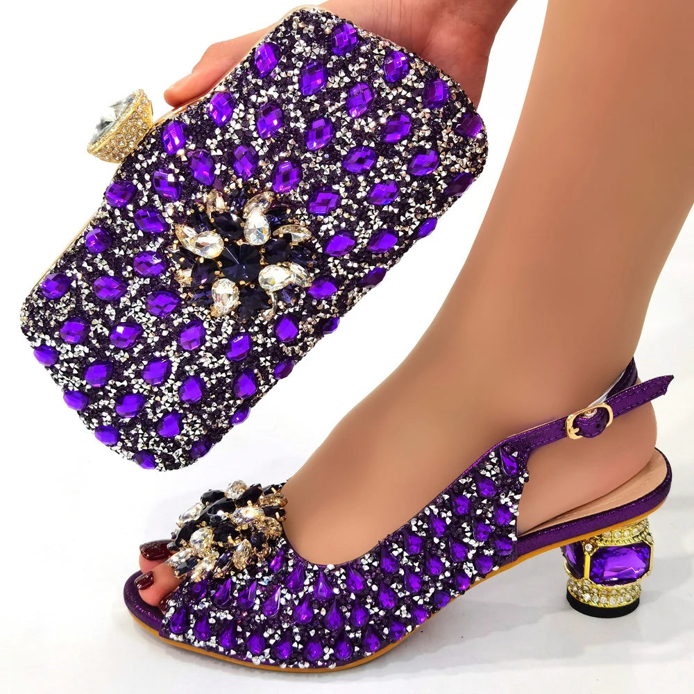 New Silver Color Nigerian Women's Shoes and Bags Party  African Fashion Shoes and Bags Wedding Shoes and Bags