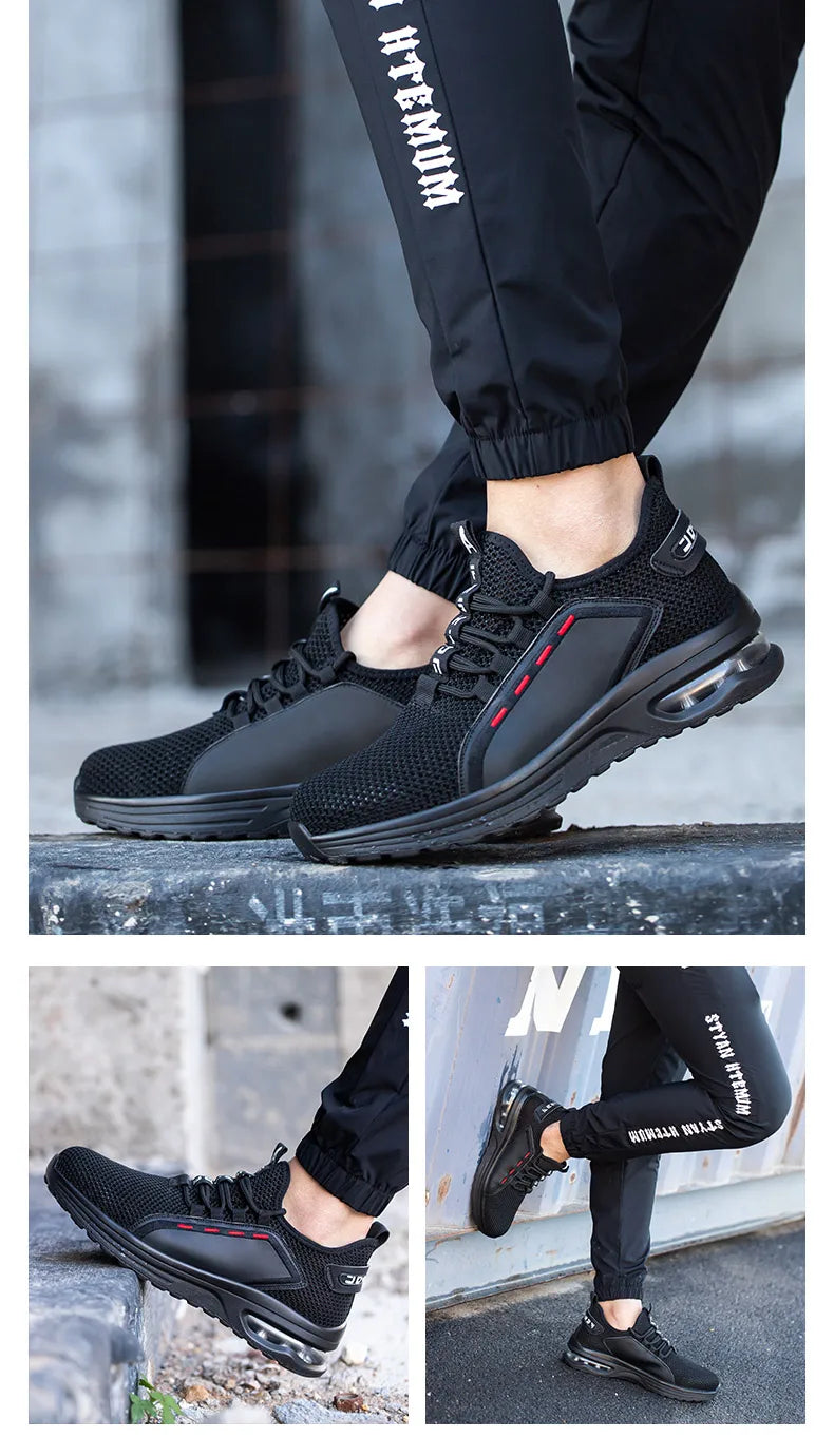 Work Shoes Hollow Breathable Steel Toe Boots Lightweight Safety Work Shoes Anti-slippery For Men Women Male Work Sneaker