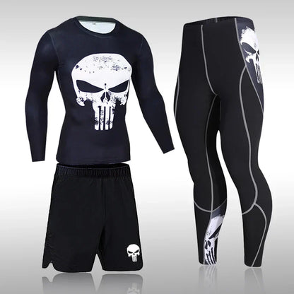 Male Quick Drying Sportswear Compression Clothing Fitness Training Kit Thermal Underwear Men's Running Sports Suit MMA Rashgard