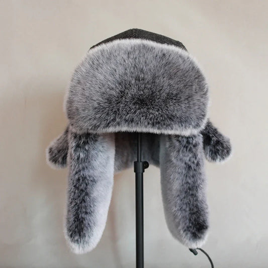 Men Women Russian Winter Bomber Hat Ushanka with Ear Flaps Faux Fur Trapper Hat Earflaps Warm Cap for Snow