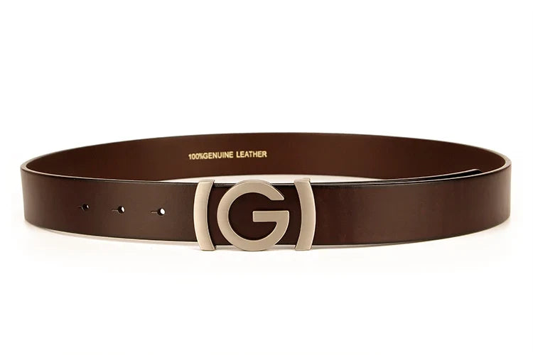 New Wide 34mm Male belt Famous Style Metal G Buckle Brand Women Belt Genuine Leather business Luxury Belts for Men Strap jeans