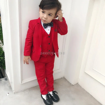 Flower Boys Formal Anzug Suit Kids Wedding Party Dress Blazer Vest Pants Bowtie 4pcs Child Tuxedo Prom Performance Costume
