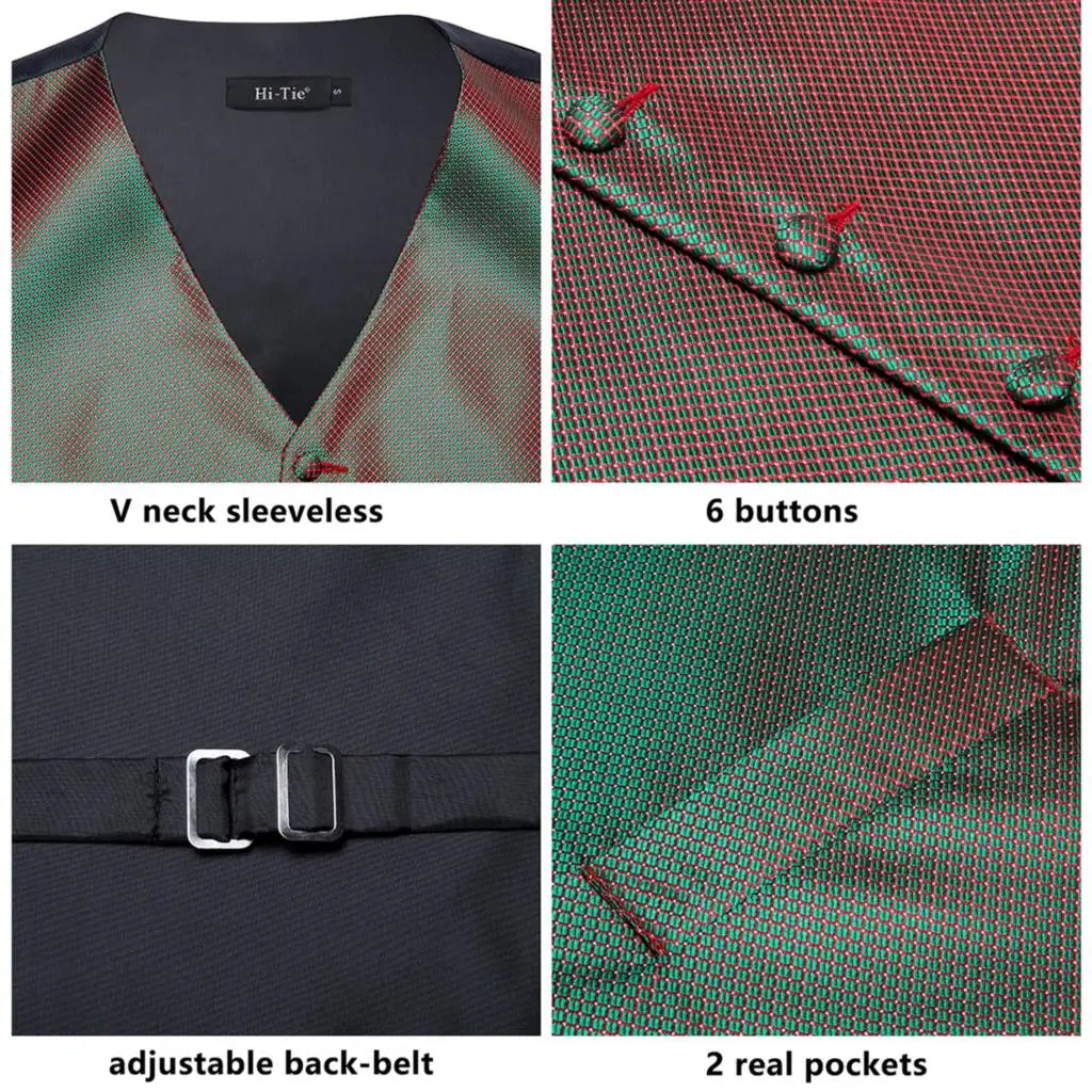 Ivory Beige Champagne Gold Mens Vests Tie Hankerchief Cufflinks Set Jacquard Vine Waistcoat for Men Suit Dress