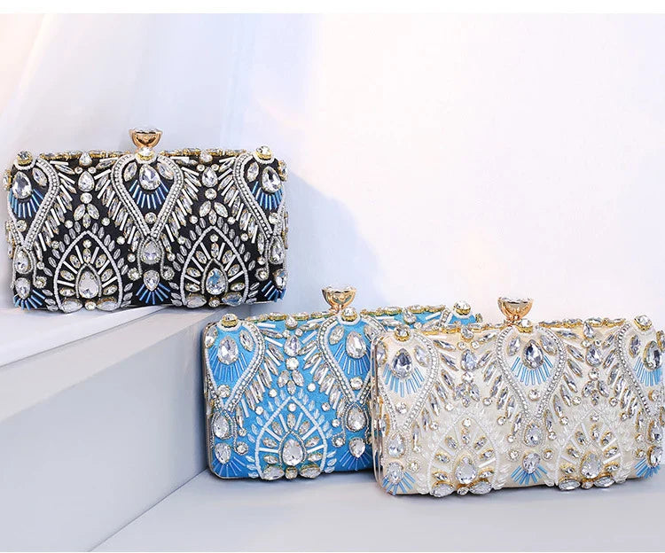 Luxury Diamond Rhinestone Clutch Bags Exquisite Female clutches Pearls Beaded Chain Handbags Wedding Purse Shouler Bag ZD1234