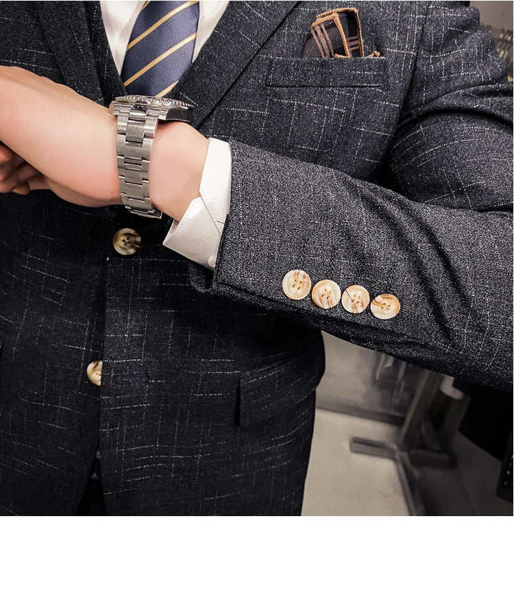 25 Colors 1 Pcs Blazer No Pants S-7XL New Wedding Dress Formal Business Slim Mens Suit Jacket Plaid Striped Solid Color