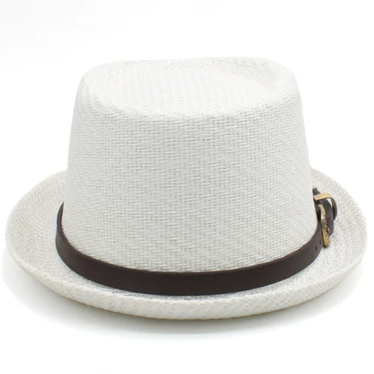 Men Women Classical Straw Pork Pie Hats Fedora Sunhats Trilby Caps Summer Boater Beach Outdoor Travel Party Size US 7 1/4 UK L