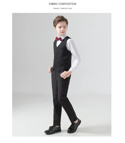 Flower Boys Suit for Weddings Kids Prom Party Tuxedo Formal Blazer Children's Day Pinao Performance Costume school uniform 2-16T