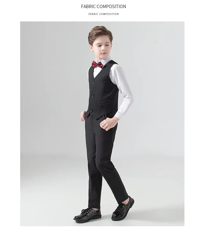 Flower Boys Wedding Suit Kids Prom Party Tuxedo Formal Blazer Children's Day Pinao Performance Costume school uniform 2-16T